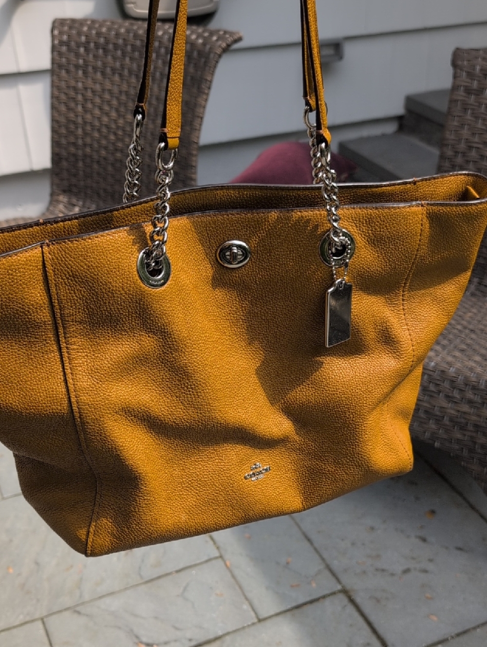 Coach Leather Turnlock Chain  Tote in Warm Tan 56830 - Picture 14 of 14